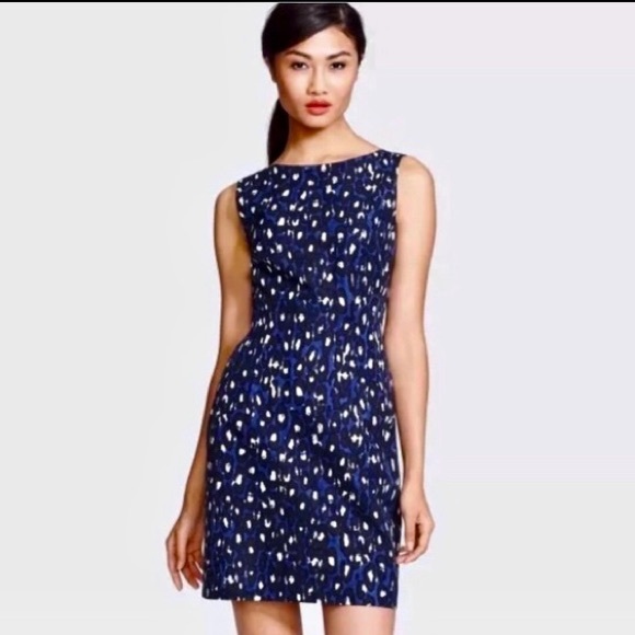 NWOT Kate Spade Navy Autumn Leopard Domino Sheath Dress - Picture 1 of 4